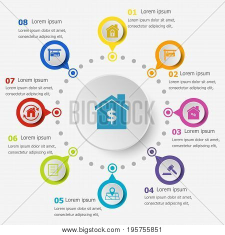 Infographic template with real estate icons, stock vector