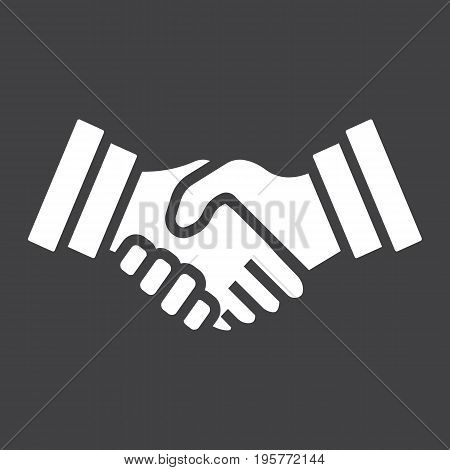 Business handshake solid icon, contract and agreement, vector graphics, a filled pattern on a black background, eps 10.