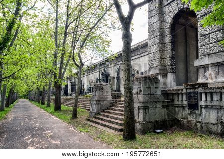 BUDAPEST HUNGARY - MAY 8: Kerepesi - historic cemetery on May 8 2017 in Budapest