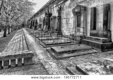 BUDAPEST HUNGARY - MAY 8: Kerepesi - historic cemetery on May 8 2017 in Budapest