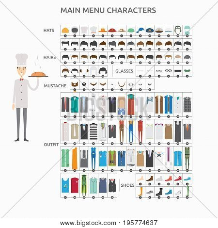 Character Creation Baker | set of vector character illustration use for human, profession, business, marketing and much more.The set can be used for several purposes like: websites, print templates, presentation templates, and promotional materials.