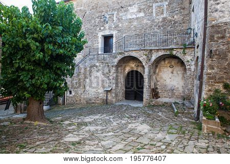 View of Typical courtyard in Groznjan Istria. Croatia