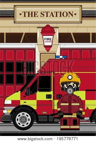 Fireman & Truck Scene