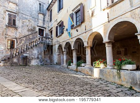 View of the town lodge in Groznjan Istria. Croatia