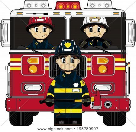 Fire Truck And Firefighters
