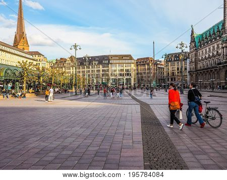 Rathausmarkt Square In Hamburg Hdr