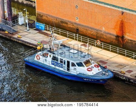 Polizei (police) Boat In Hamburg Hdr