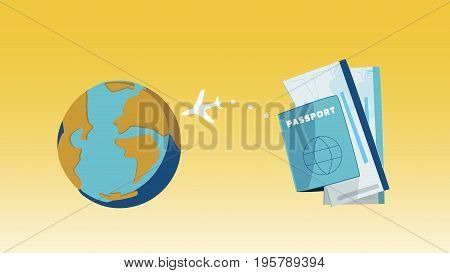 Airplane and Global TRavel concept Vector for templates, banners, advertise agency, project