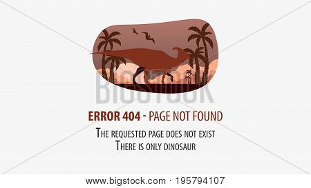 404 Error With Dinosaur. Page Not Found. Ui Ux Template For Website. Vector Illustration.