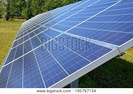Close up of solar energy panels. Horizontal image.