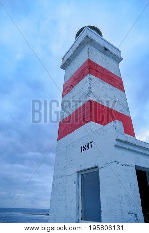 White Lighthouse In Gardur Iin Iceland