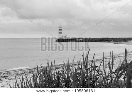 White Lighthouse In Gardur Iin Iceland