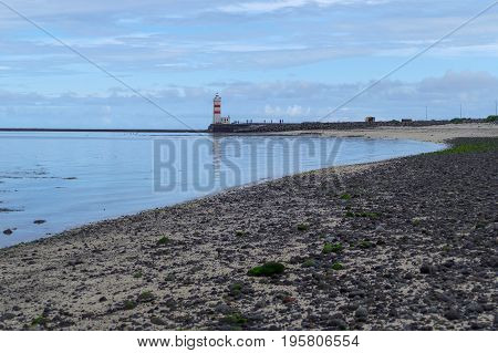 White Lighthouse In Gardur Iin Iceland