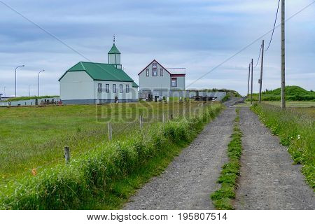 Church With Green Roof At Gardur Iceland