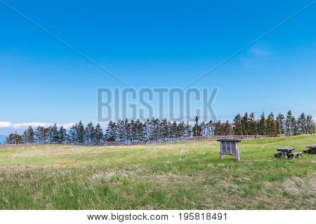 Beautiful landscape mountain and road view of Utsukushigahara is one of the most important and popular natural place in Nagano Japan.