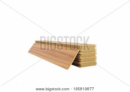 Set Of Wooden Laminated Construction Planks Isolated On White Background No Shadow