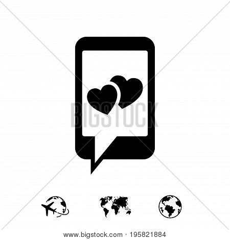 phone with hearts on the screen icon stock vector illustration flat design