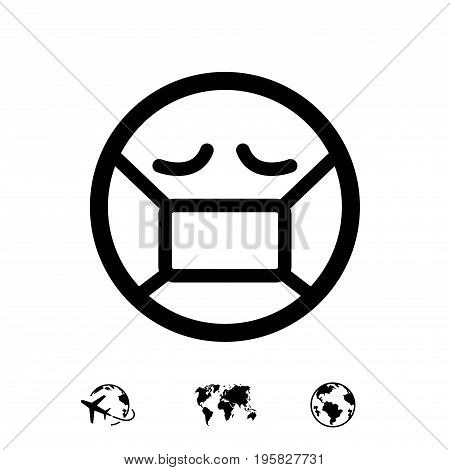 Emoticon with medical mask over mouth icon stock vector illustration flat design