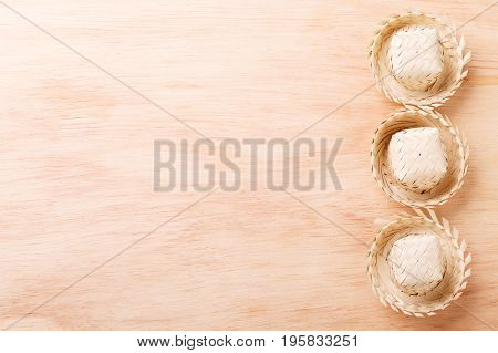 Wooden Background With Wicker Hat For Brazilian Festivel Festa Junina