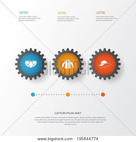 Clothes Icons Set. Collection Of Cardigan, Elegant Headgear, Briefs And Other Elements