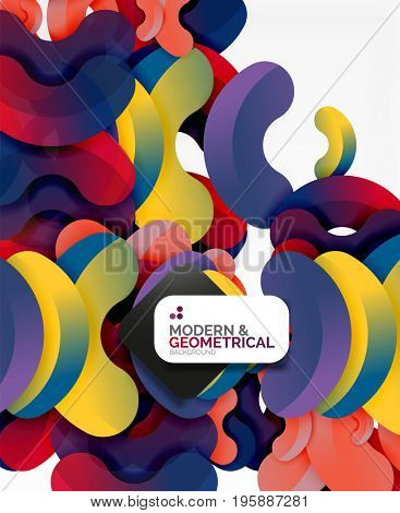 Abstract color geometric round shapes on white - elements with shadow, colorful composition