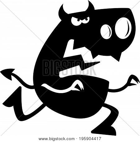 Cartoon Devil Silhouette Charging