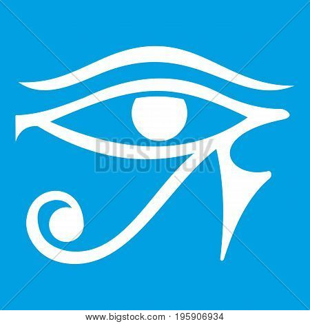 Eye of Horus Egypt Deity icon white isolated on blue background vector illustration
