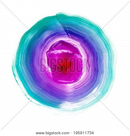 Abstract Circle Acrylic And Watercolor Painted Background.