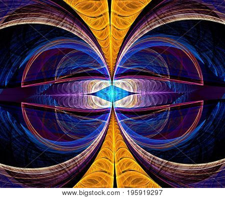 Computer generated fractal artwork with bipolar mirors