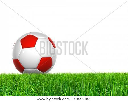 Hochauflösende 3D Fußball in grünem Gras isolatd