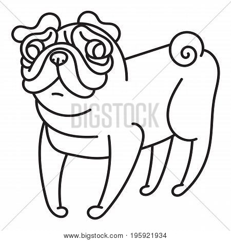 Cute little cartoon pug dog vector illustration
