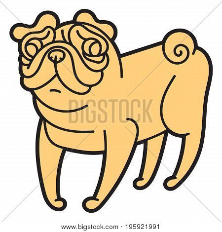 Cute little cartoon pug dog vector illustration