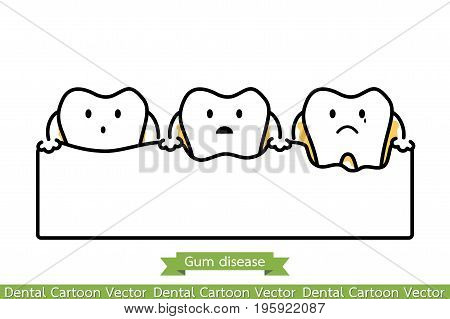 Step Of Gum Disease - Cartoon Vector Outline Style