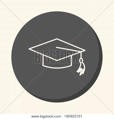 Master's hat vector circular line icon with an illusion of volume an element for your school site or booklet