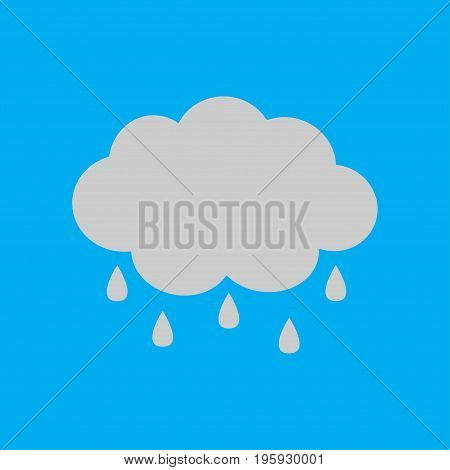 Cute cartoon cloud icon with rain drops. Isolated. Blue sky background. Baby character collection. Funny illustration. Flat design. Vector illustration
