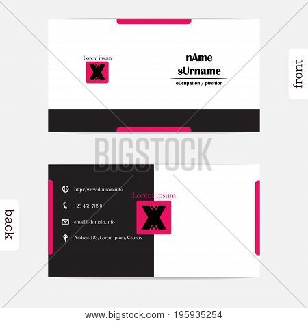 Vector Design Modern Creative Business Card Template. Show Front And Back Of Card. Concept First Imp