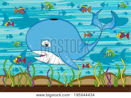 Cute Whale & Fish Scene