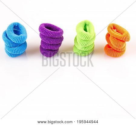 Hair elastic bands isolated on the white background