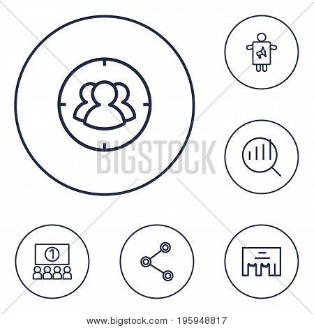 Set Of 6 Advertising Outline Icons Set