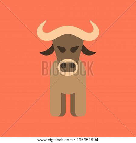 flat icon on stylish background cartoon bull