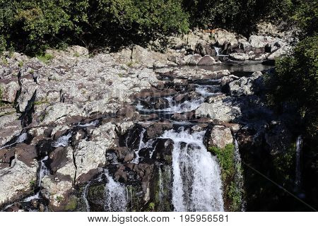 Waterfall water nature leaf green white outside mountain