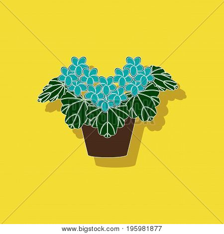 paper sticker on stylish background of plant Pelargonium