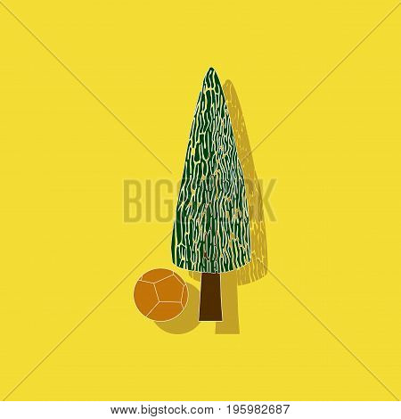 paper sticker on stylish background of plant Cupressus