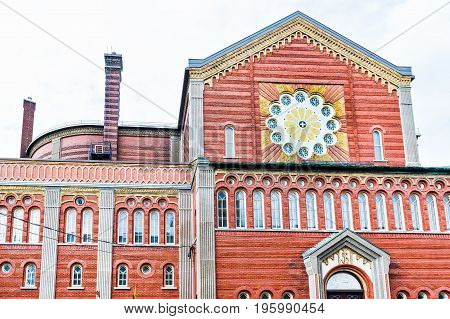 Montreal Canada - May 27 2017: Notre Dame de la Defense church in Little Italy Plateau neighborhood in city in Quebec region