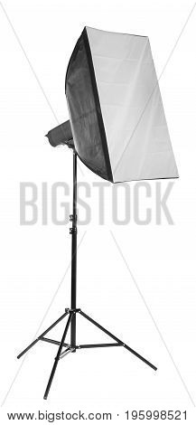 Trendy and new strip softbox, isolated on  white background. Professional studio light equipment and technology. Studio lighting.