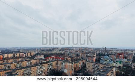 Aerial View Of The Sad Blocky Multi-storey Houses In A Small Town
