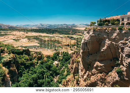 Ronda, Spain. Tajo De Ronda Is A Gorge Carved By The Guadalevin River, On Which The Town Of Ronda, S