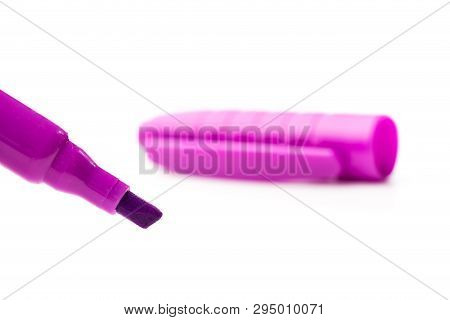 Violet Felt-tip Pen Isolated On White Background, Close Up