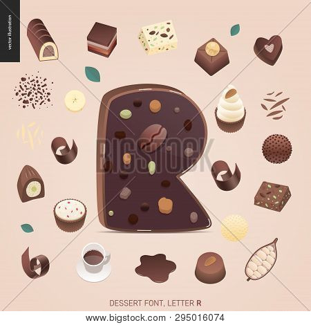 Dessert Font - Letter R - Modern Flat Vector Concept Digital Illustration Of Temptation Font, Sweet 