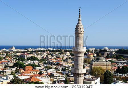 The Minaret Of The Mosque Of Suleiman The Magnificent, Greece.